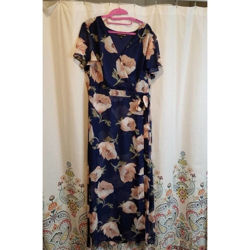 New Mock wrap floral tulip maxi dress plus size 2X